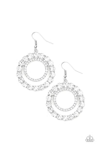 Spotlight Shout Out - White - Earrings - Paparazzi Accessories - All That Sparkles XOXO