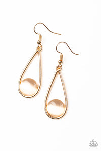 Over The Moon - Gold Moonstone Drop Earrings - Paparazzi Accessories