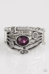 Cosmic Combo - Purple and Silver Rhinestone Ring - Paparazzi Accessories - All That Sparkles XOXO