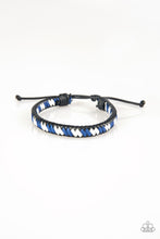 Load image into Gallery viewer, Adventure Attitude - Blue, Black, and White Leather Pull-Tie Bracelet - Paparazzi Accessories - All That Sparkles XOXO