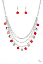 Load image into Gallery viewer, Beach Flavor - Red and Silver Disc Necklace - Paparazzi Accessories - All That Sparkles XOXO