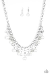 HEIR-headed - White Pearl and Rhinestone Necklace - Paparazzi Accessories