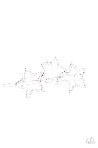 Thank My Lucky Stars - White Rhinestone Tri-Star Hair Clip - Paparazzi Accessories - All That Sparkles Xoxo 