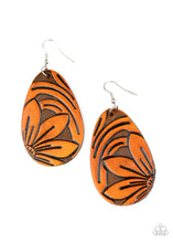 Load image into Gallery viewer, Garden Therapy - Brown Leather Teardrop Floral Earrings - Paparazzi Accessories