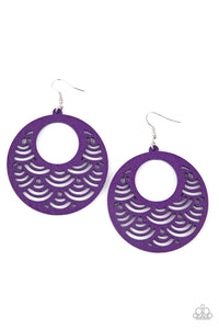 SEA Le Vie! - Purple Double Circle Wood Earrings - Paparazzi Accessories