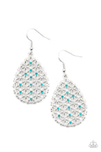 Load image into Gallery viewer, Glorious Gardens - Blue Rhinestone Textured Teardrop Earrings - Paparazzi Accessories