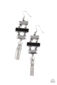 Mind, Body, and SEOUL - Black, Silver, and Metallic Fringe Earrings - Paparazzi Accessories