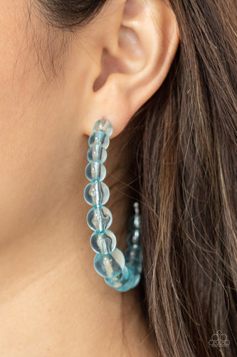 In The Clear - Blue Translucent Bead Hoop earrings Paparazzi Accessories