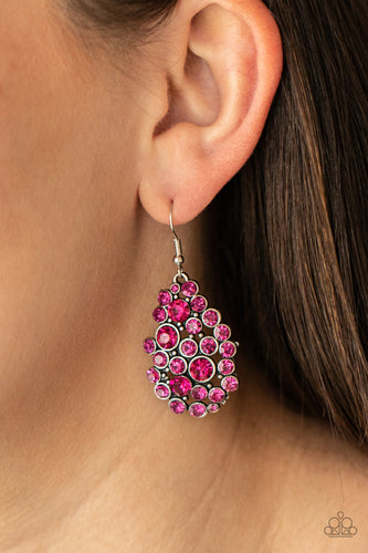 Smolder Effect - Pink Rhinestone Earrings - Paparazzi Accessories