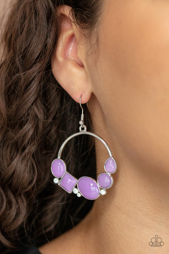 Beautifully Bubblicious - Purple Bead and Rhinestone Earrings - Paparazzi Accessories