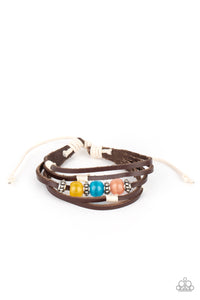 Homespun Radiance - Multi Color - Yellow, Orange, and Blue Urban Pull-Tie Bracelet - Paparazzi Accessories