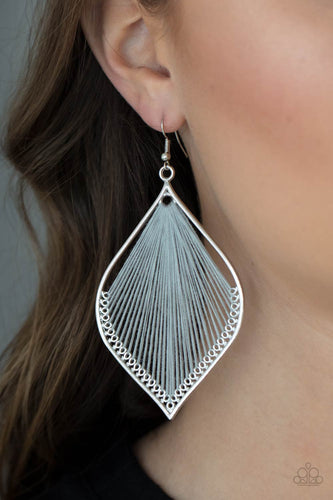 String Theory - Silver String Threaded Earrings - Paparazzi Accessories