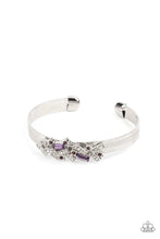 Load image into Gallery viewer, A Chic Clique - Purple and White Rhinestone Silver Cuff Bracelet - Paparazzi Accessories