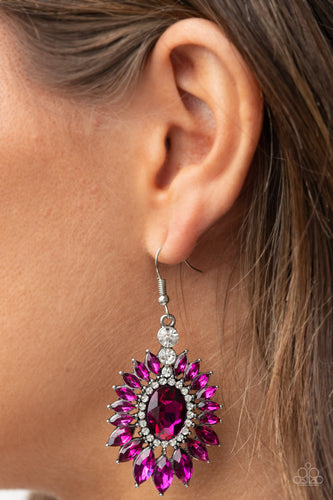 Big Time Twinkle - Pink Rhinestone Earrings - Paparazzi Accessories