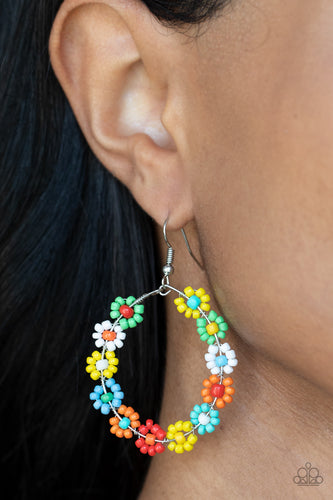 Festively Flower Child - Multi Color Seed Bead Flower Earrings - Paparazzi Accessories