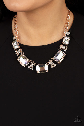 Flawlessly Famous - Multi Iridescent and Rose Gold Necklace - Paparazzi Accessories