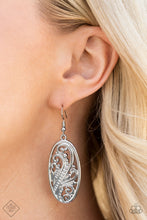 Load image into Gallery viewer, High Tide Terrace - Silver and Rhinestone Filigree Earrings - Paparazzi Accessories